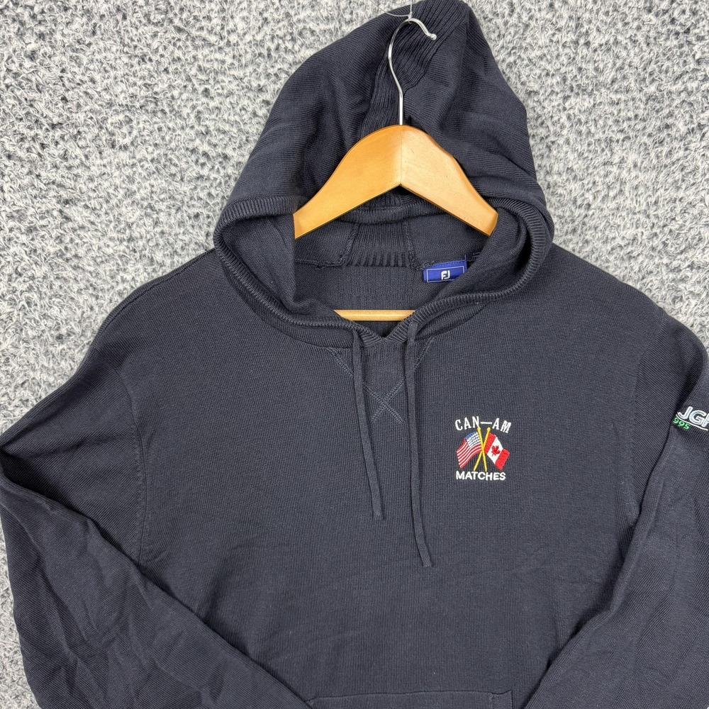 FootJoy Golf Hoodie Mens Medium Blue Wool Blend Knit CAN-AM Matches Vintage